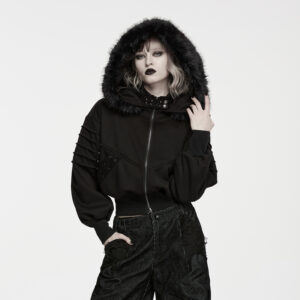 Punk  Faux Fur Hooded Jacket