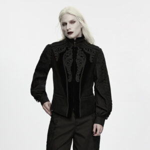 Goth Embossed Appliqué Court Vest - Black