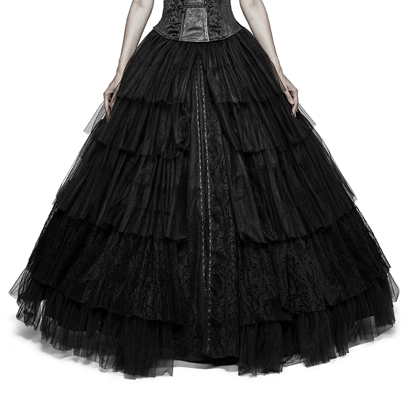 Gothic Bridal Dual-Use Tiered Crinoline Skirt - Image 2