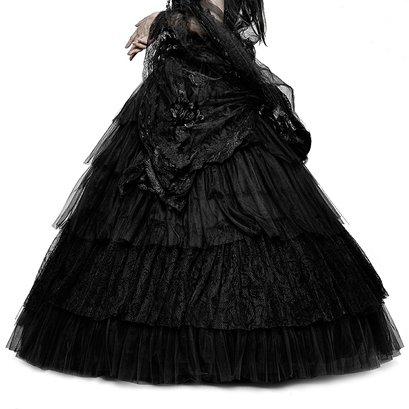 Gothic Bridal Dual-Use Tiered Crinoline Skirt - Image 3