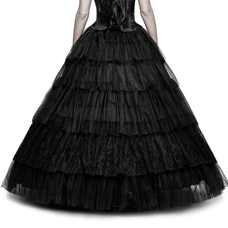 Gothic Bridal Dual-Use Tiered Crinoline Skirt - Image 4