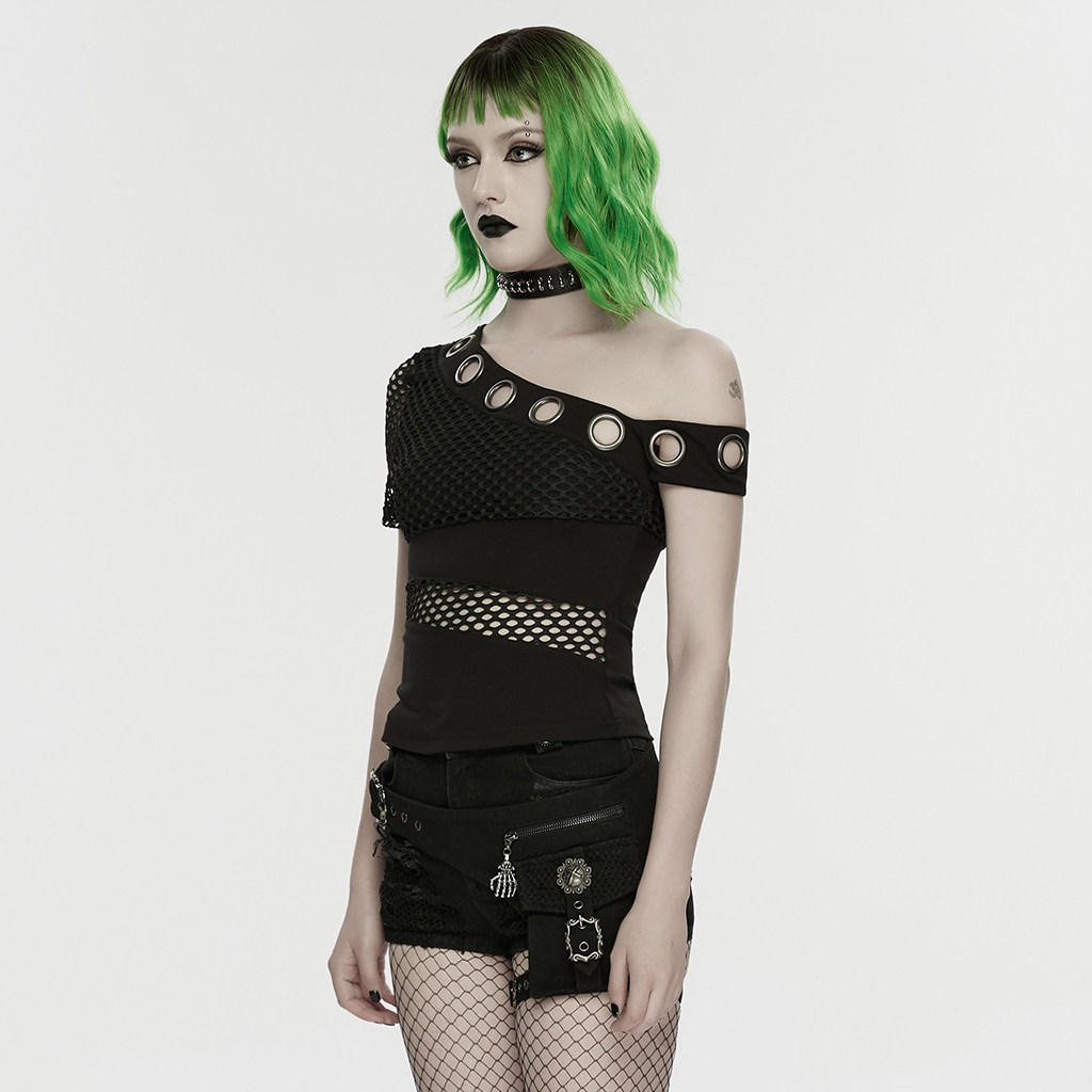 Punk Asymmetric One-Shoulder Top - Image 2