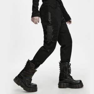 Mesh Panel Techwear Denim Trousers
