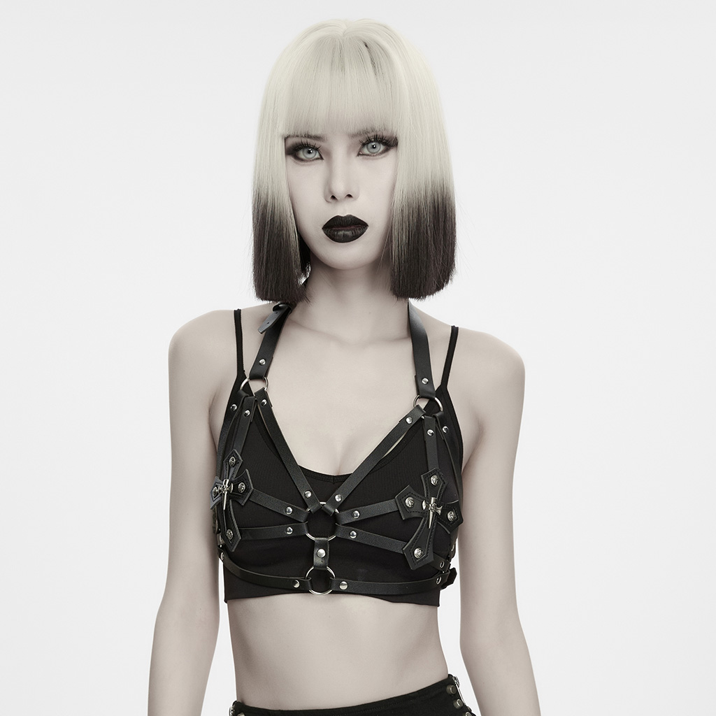 Punk Leather Studded Chest Harness - Image 2