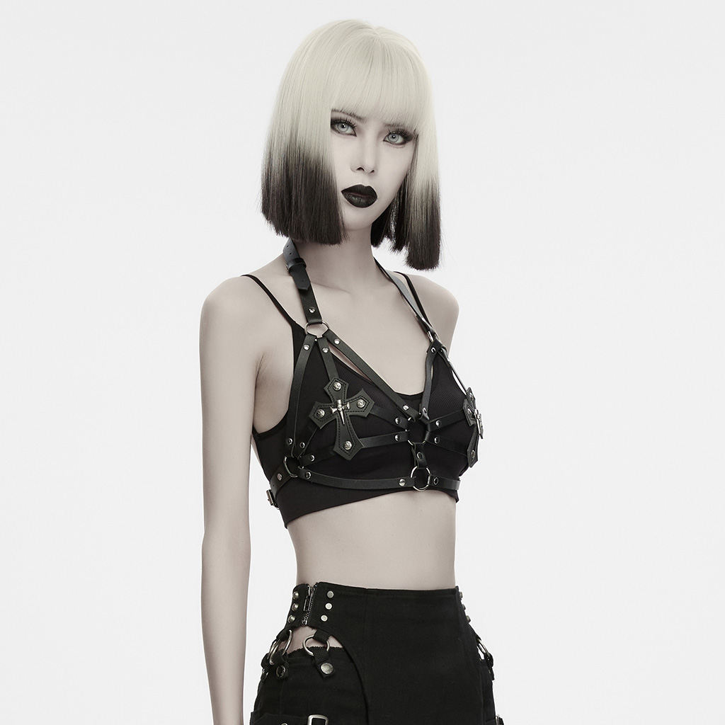 Punk Leather Studded Chest Harness - Image 3