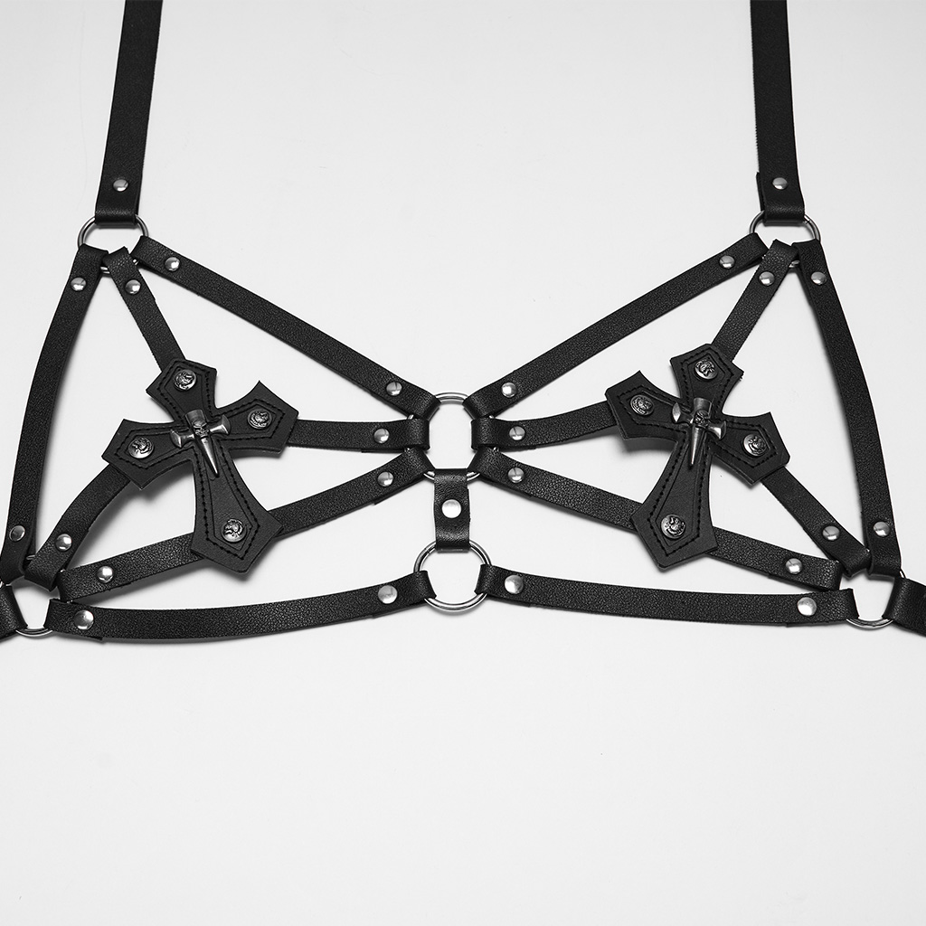Punk Leather Studded Chest Harness - Image 6