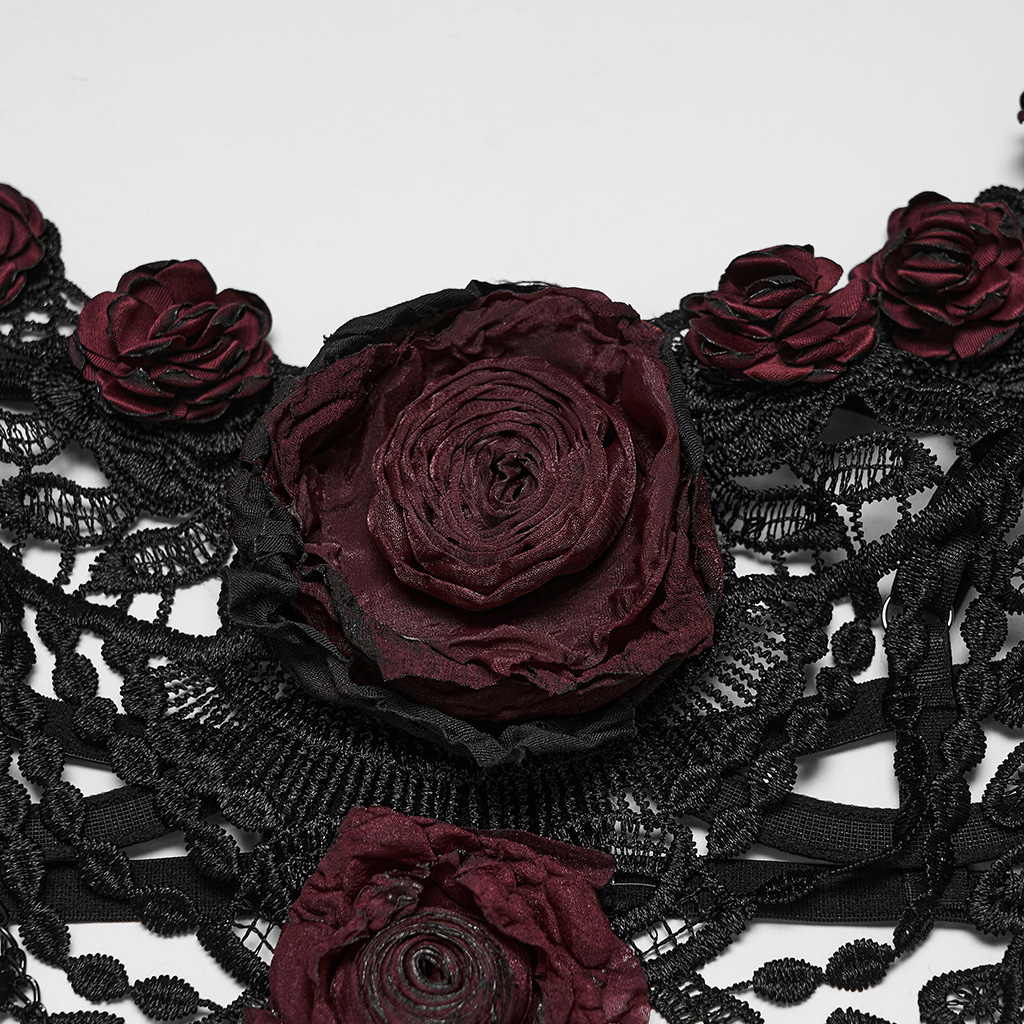 Gothic Bloody Rose Lace Chain Bralette - Image 7