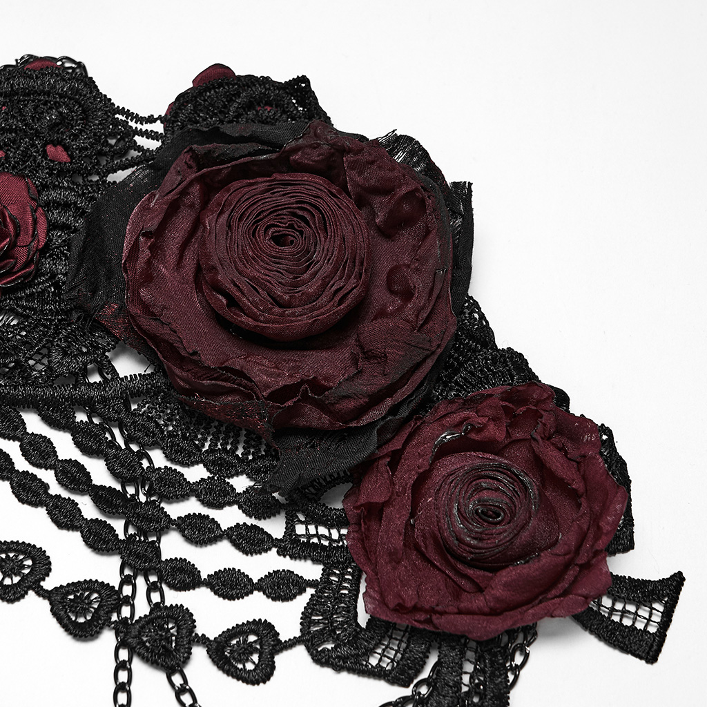 Gothic Blood Rose Chain & Lace Hip Harness - Image 7
