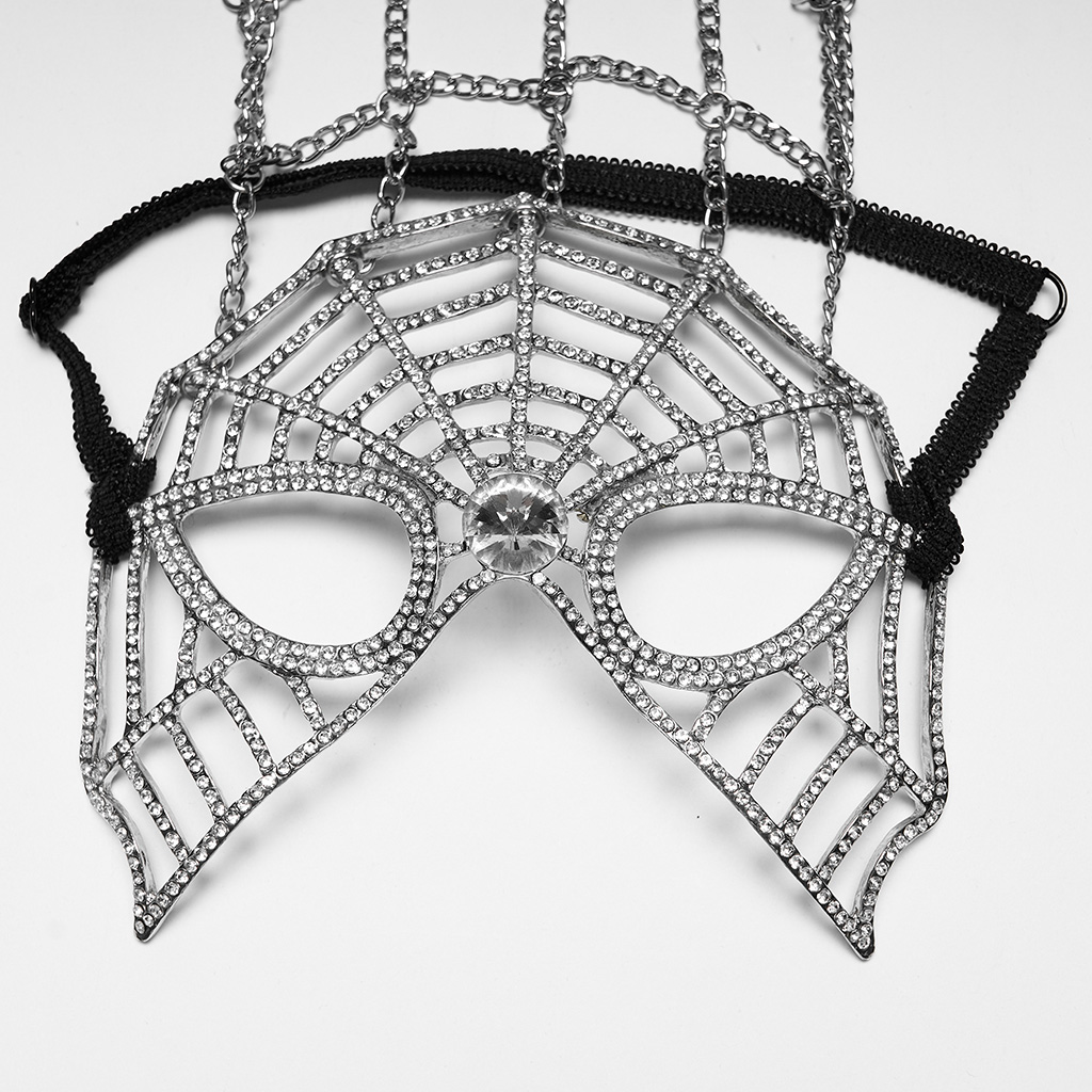 Gothic Spiderweb 1920s Masquerade Headdress- Silver - Image 9
