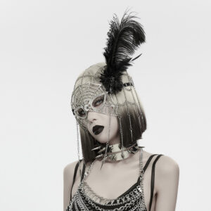 Gothic Spiderweb 1920s Masquerade Headdress- Silver