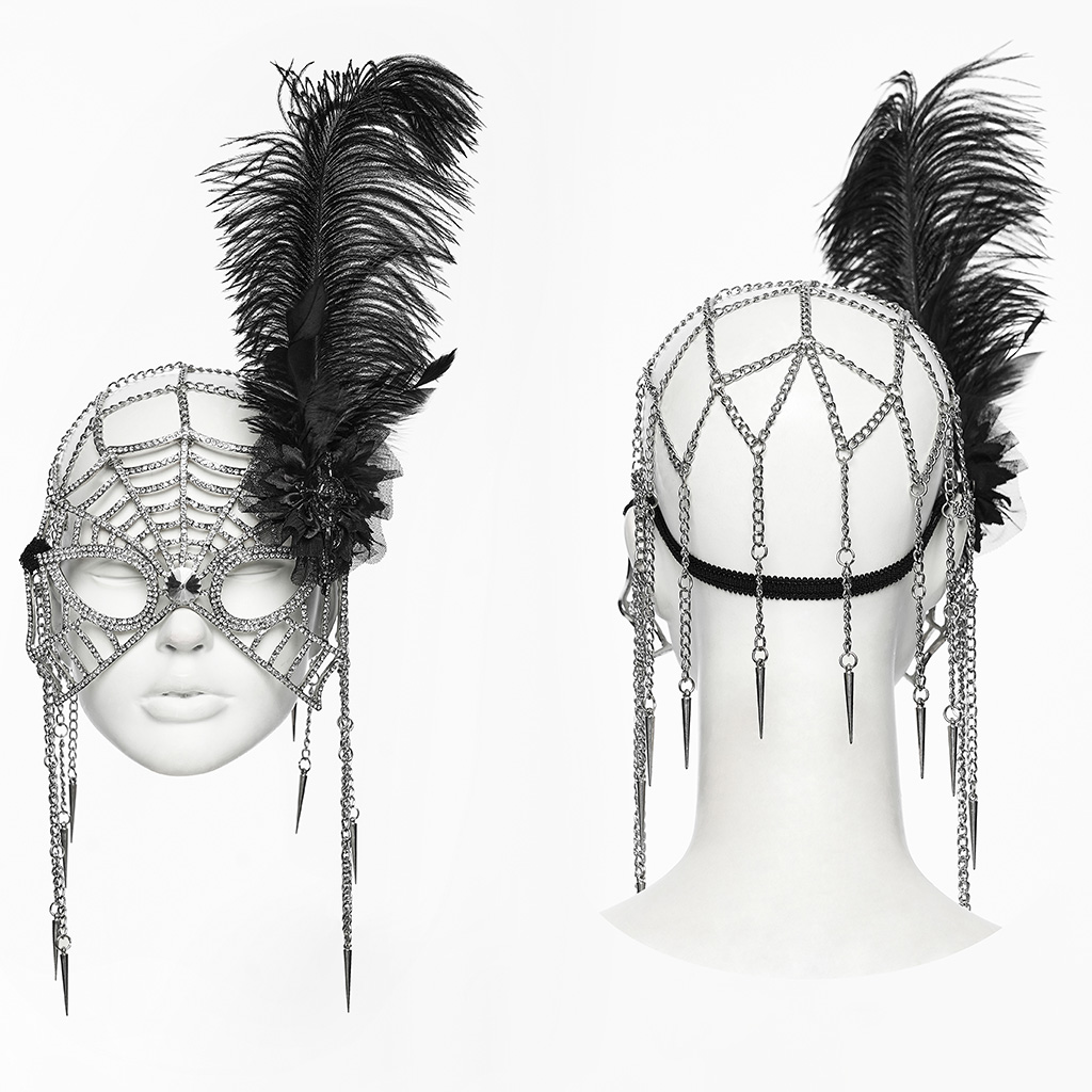 Gothic Spiderweb 1920s Masquerade Headdress- Silver - Image 5