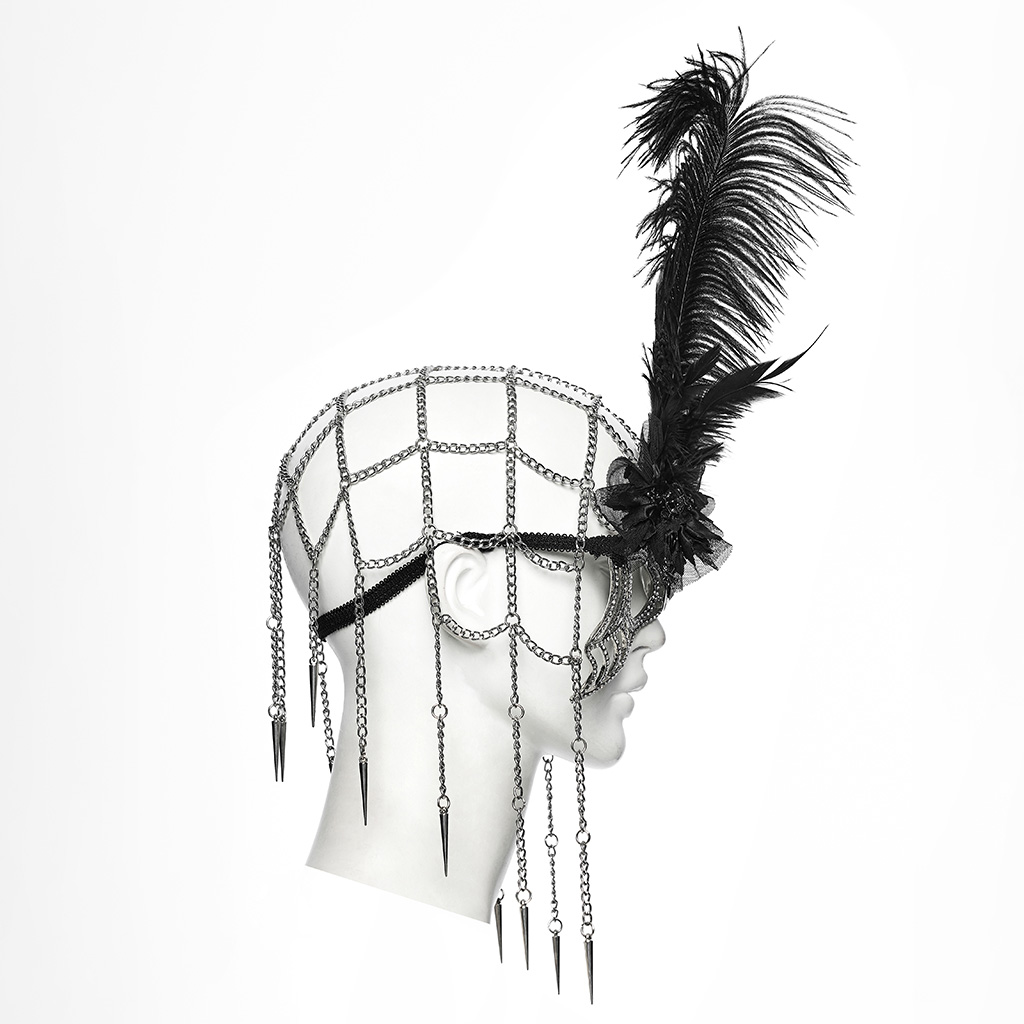 Gothic Spiderweb 1920s Masquerade Headdress- Silver - Image 6
