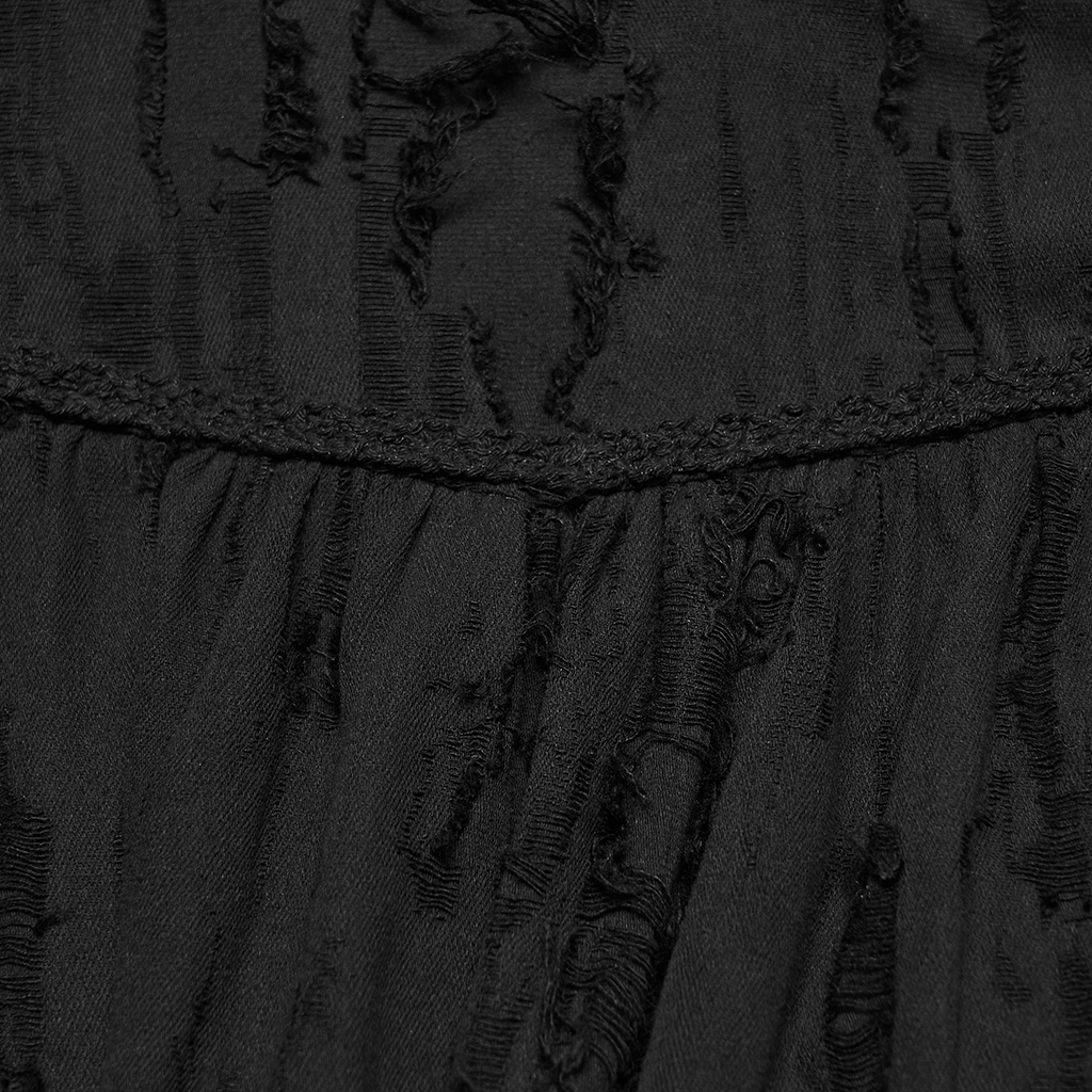 Close-up macro view showing the high-count cotton and linen fabric texture and natural weave of the Punk Rave Decadent Gothic Cotton Linen Shirt (WY-1984CCF)