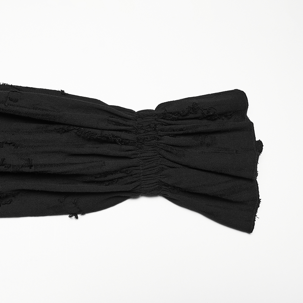 Close-up view of the dramatic flared trumpet cuff and sleeve detailing on the Punk Rave Decadent Gothic Cotton Linen Shirt (WY-1984CCF)