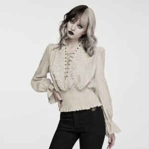 Decadent Gothic Cotton Linen Shirt - White