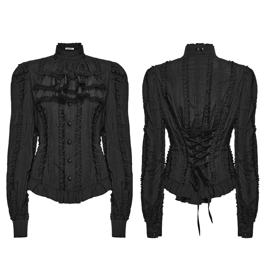 Elegant Victorian Classic Shirt- Black - Image 5