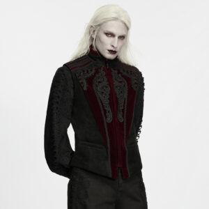 Goth Embossed Appliqué Court Vest - Black/Red