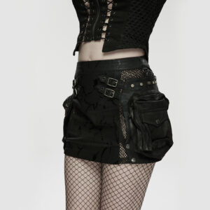 Post-Apocalyptic Double-Buckle Mini Skirt