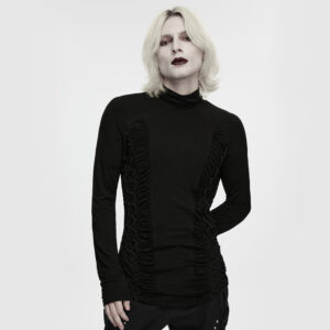 Dark Side-Ruched Turtleneck