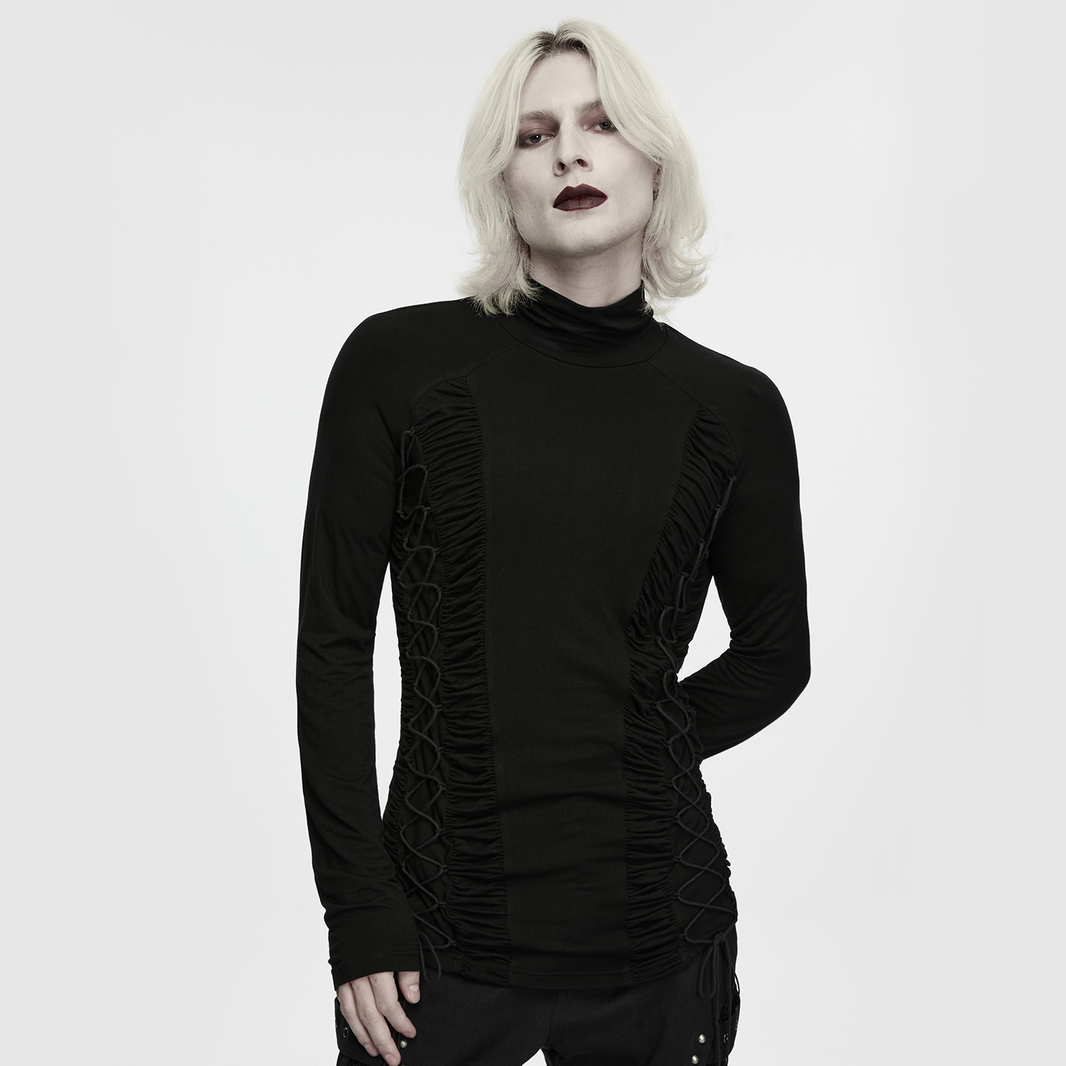 Dark Side-Ruched Turtleneck