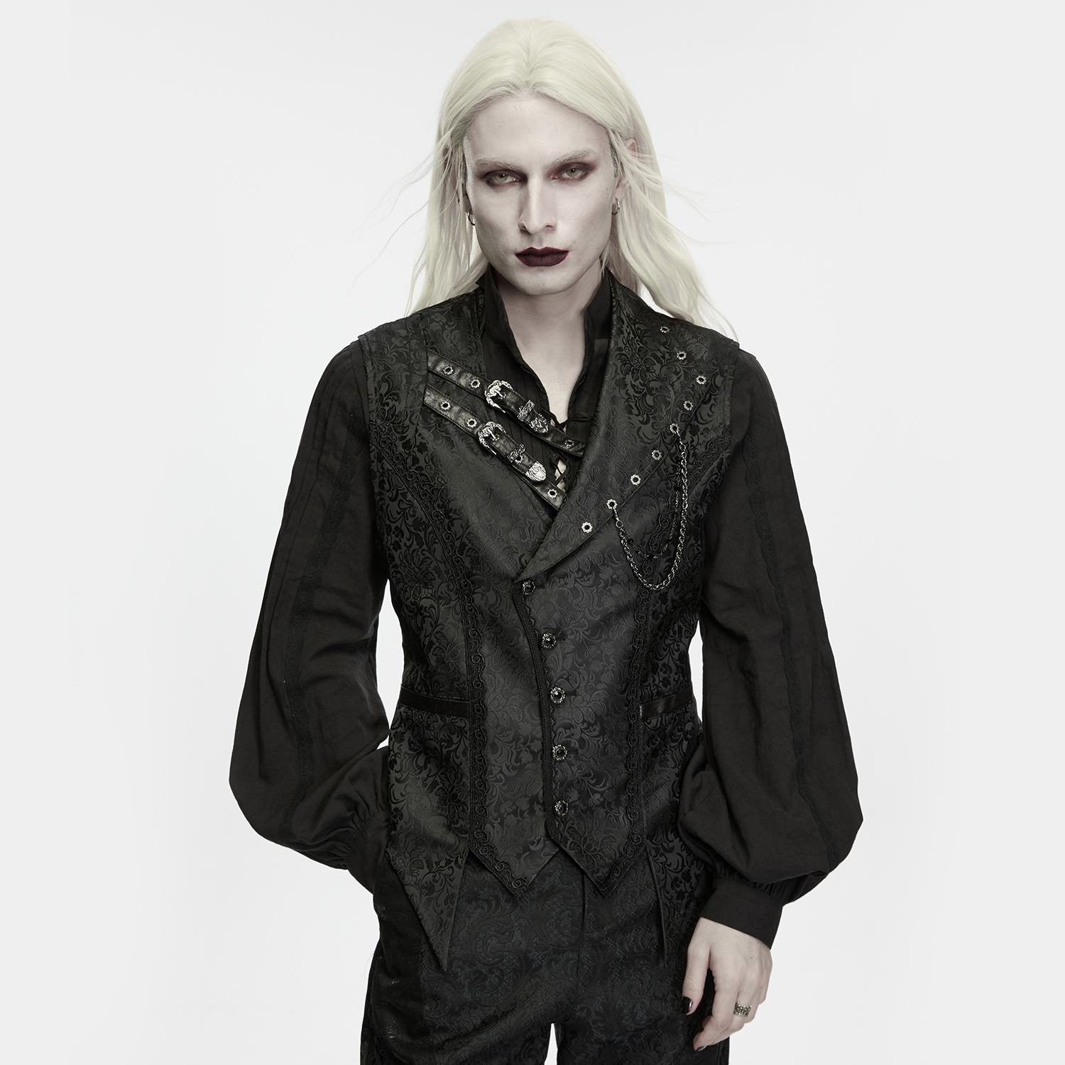 Gothic Asymmetrical Brocade Strap Vest