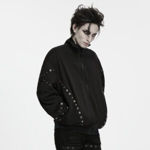 Mixed-Texture Eyelet Jacket