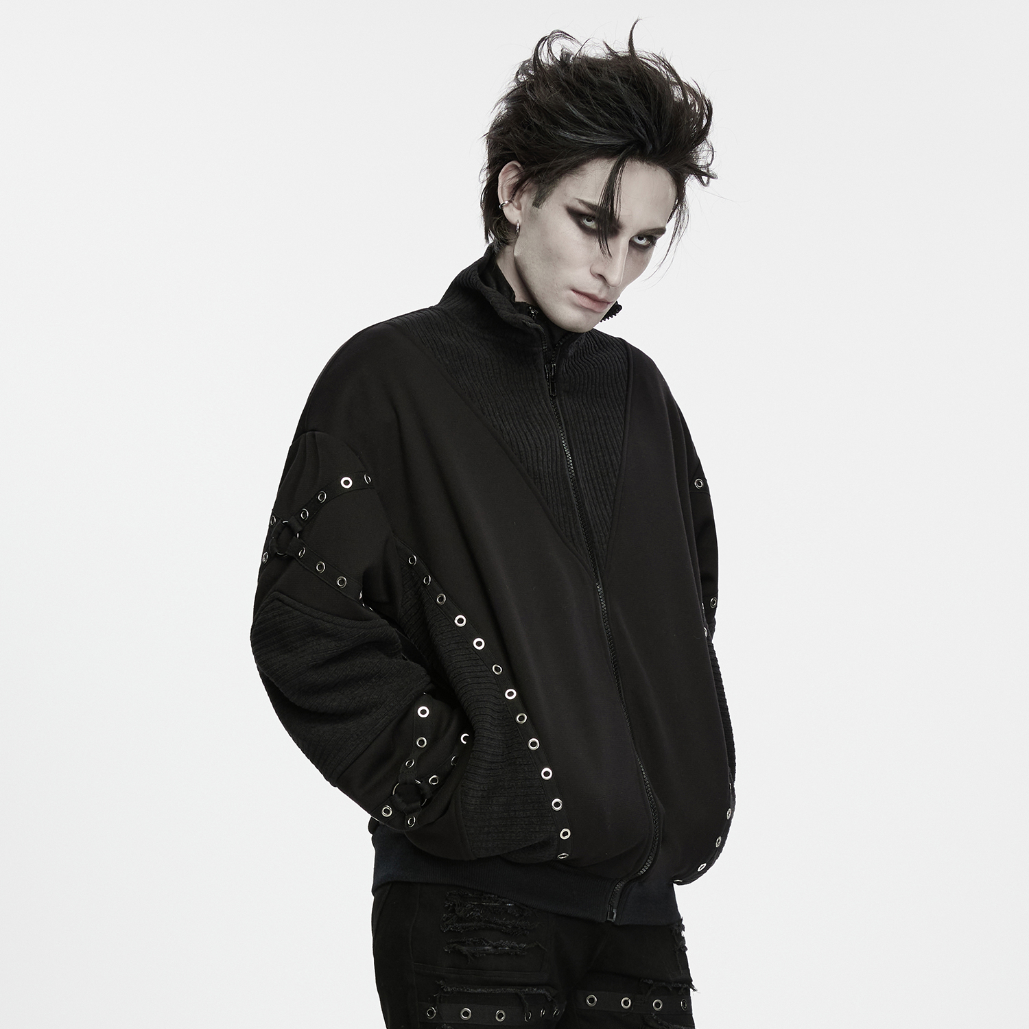 Mixed-Texture Eyelet Jacket