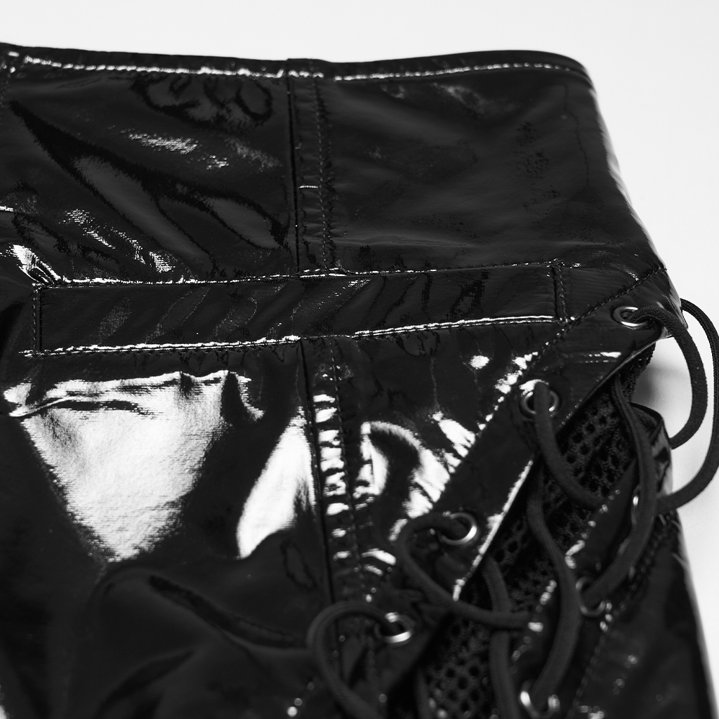 High-Waisted Patent Leather Skirt - Image 10