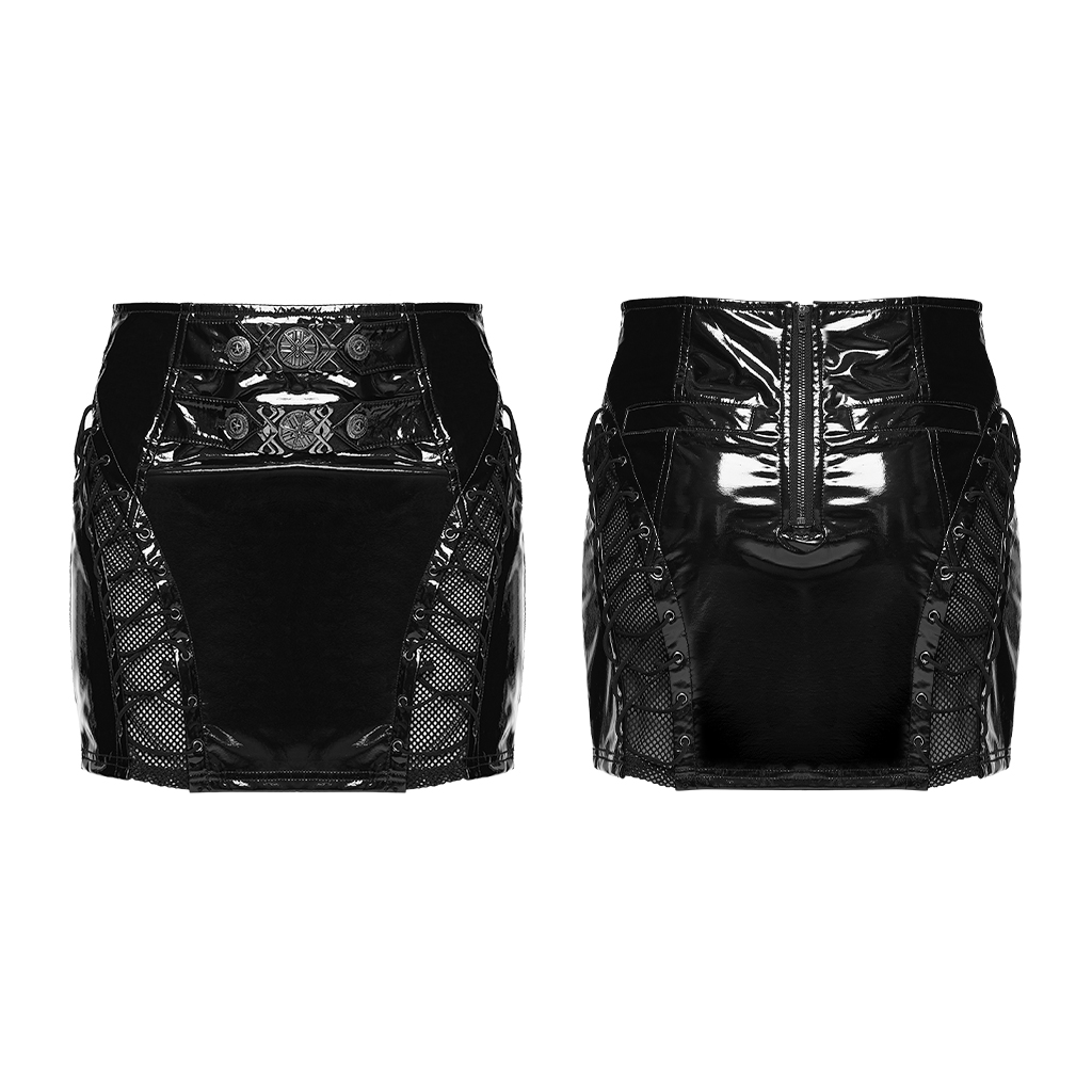 High-Waisted Patent Leather Skirt - Image 6