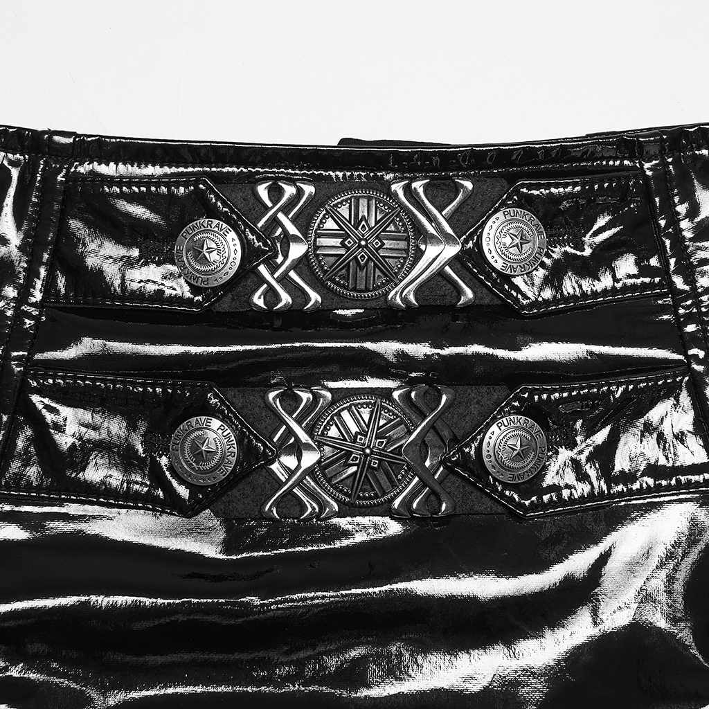 High-Waisted Patent Leather Skirt - Image 7