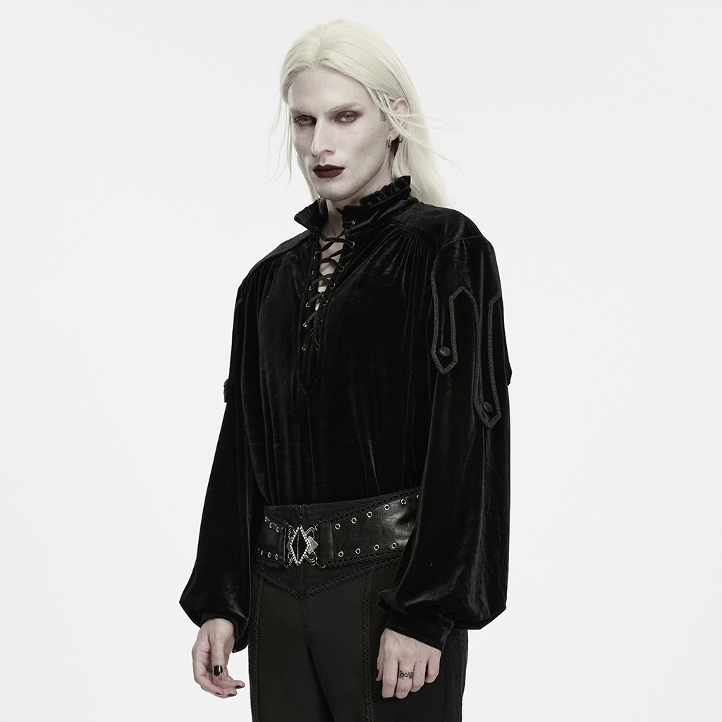 Vintage Gothic Velvet Pullover Shirt - Image 3
