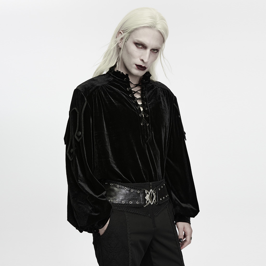 Vintage Gothic Velvet Pullover Shirt - Image 4