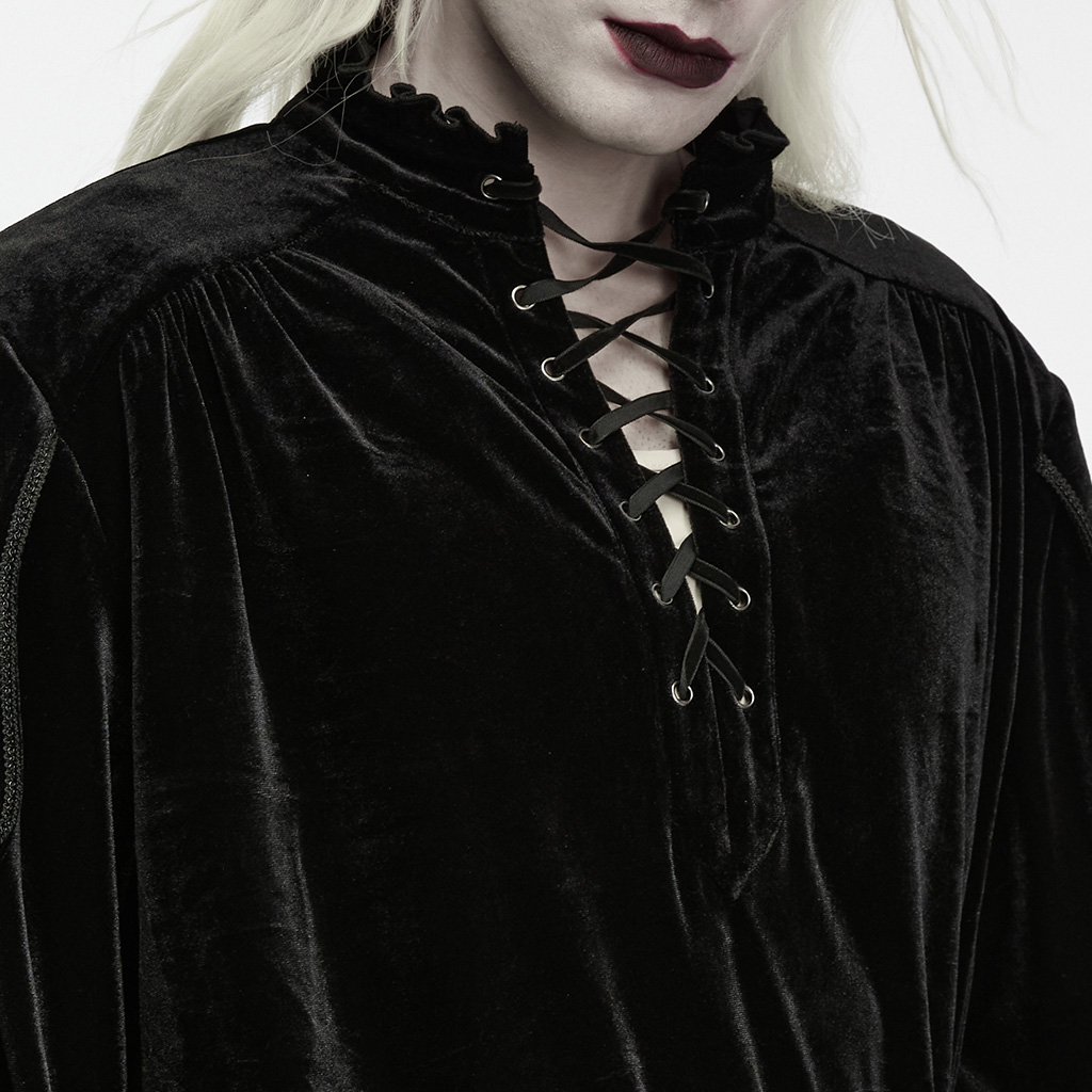 Vintage Gothic Velvet Pullover Shirt - Image 5