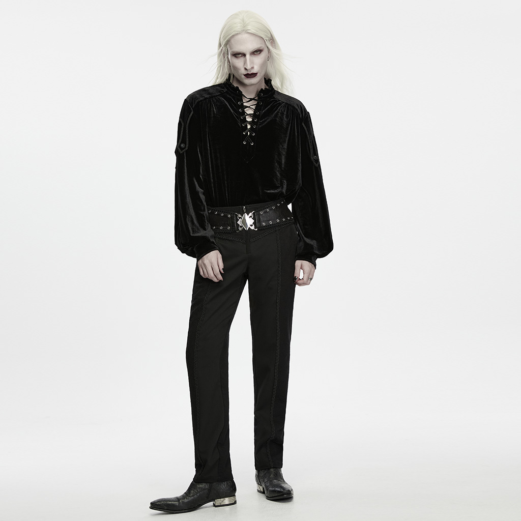 Vintage Gothic Velvet Pullover Shirt - Image 6