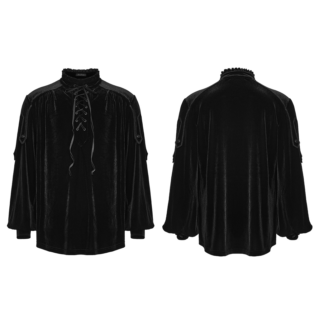 Vintage Gothic Velvet Pullover Shirt - Image 7