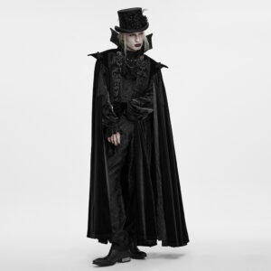 Gothic Vampire Velvet Cloak- Black