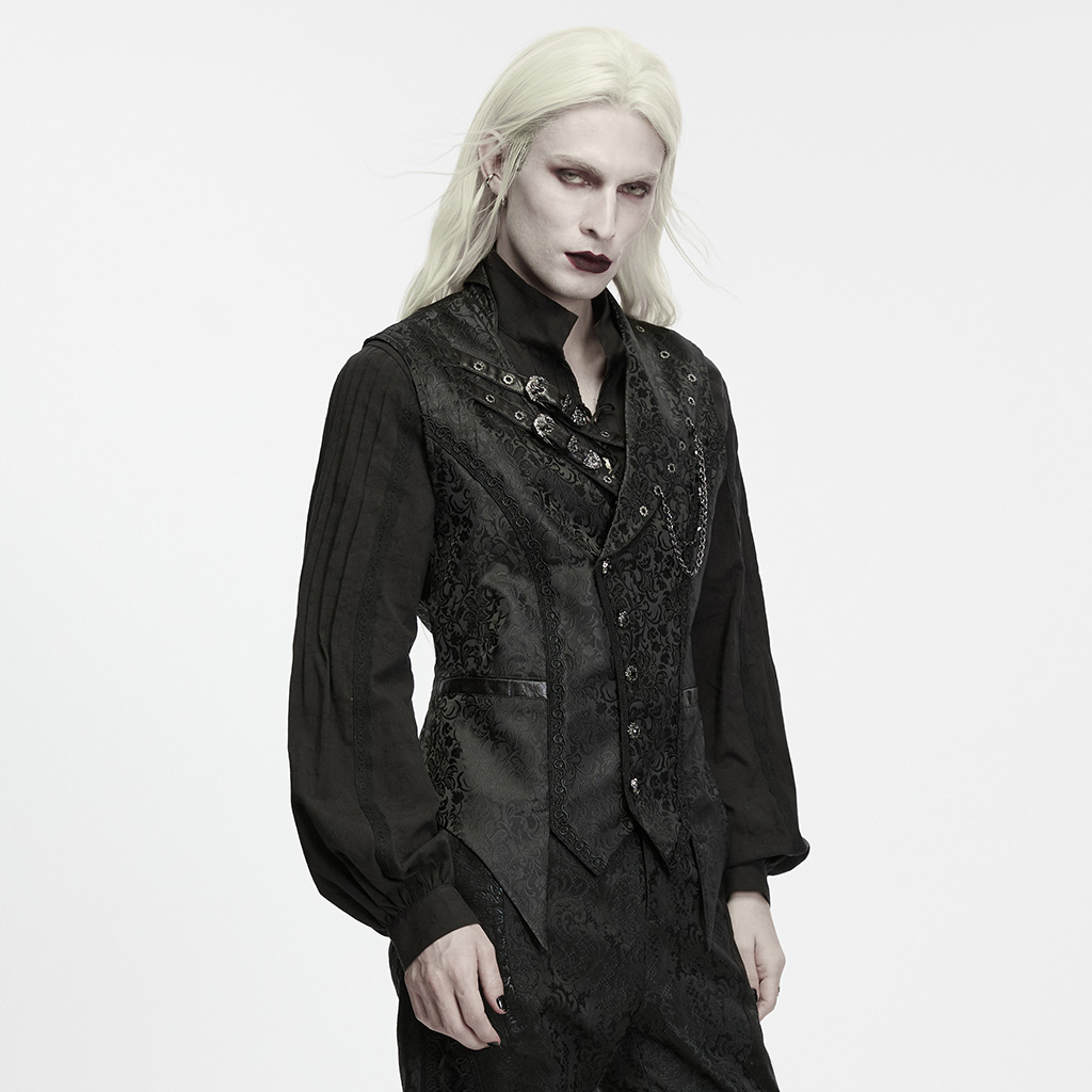 Gothic Asymmetrical Brocade Strap Vest - Image 3