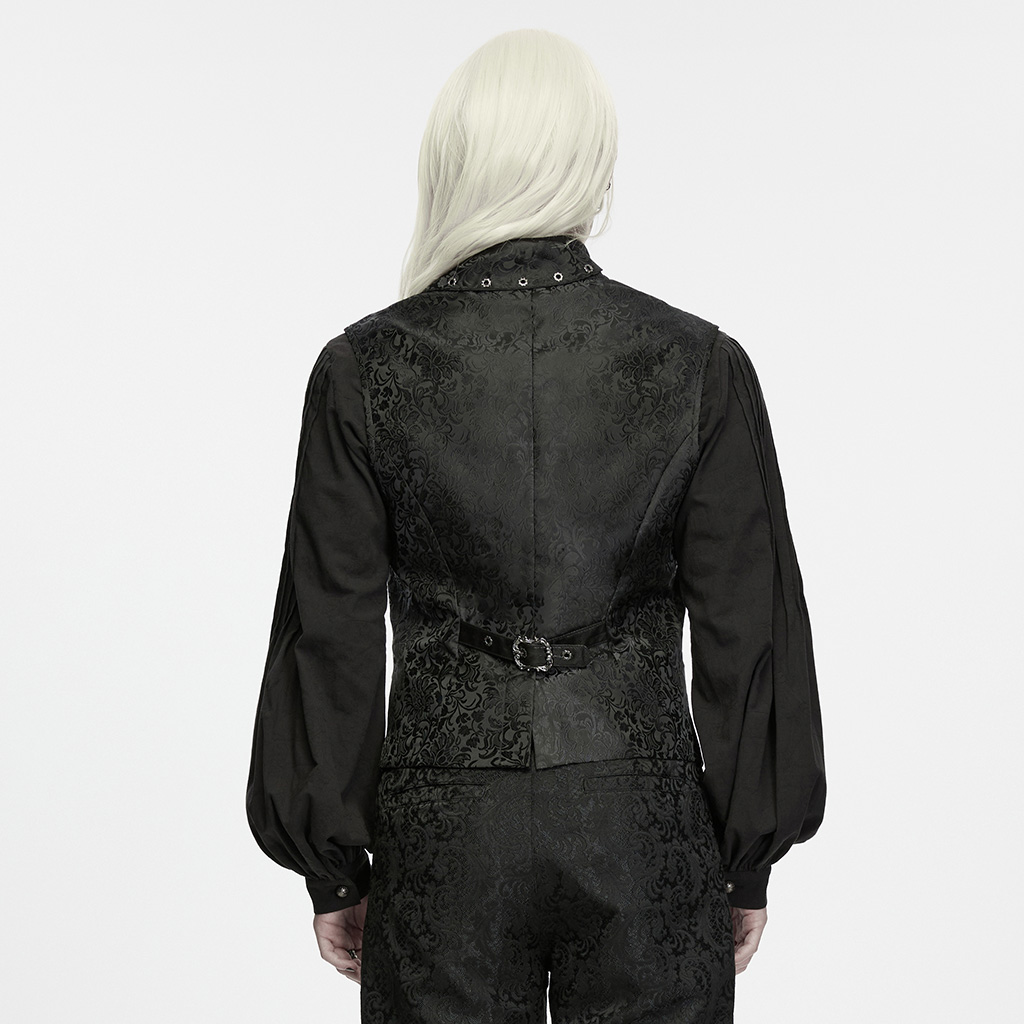 Gothic Asymmetrical Brocade Strap Vest - Image 4