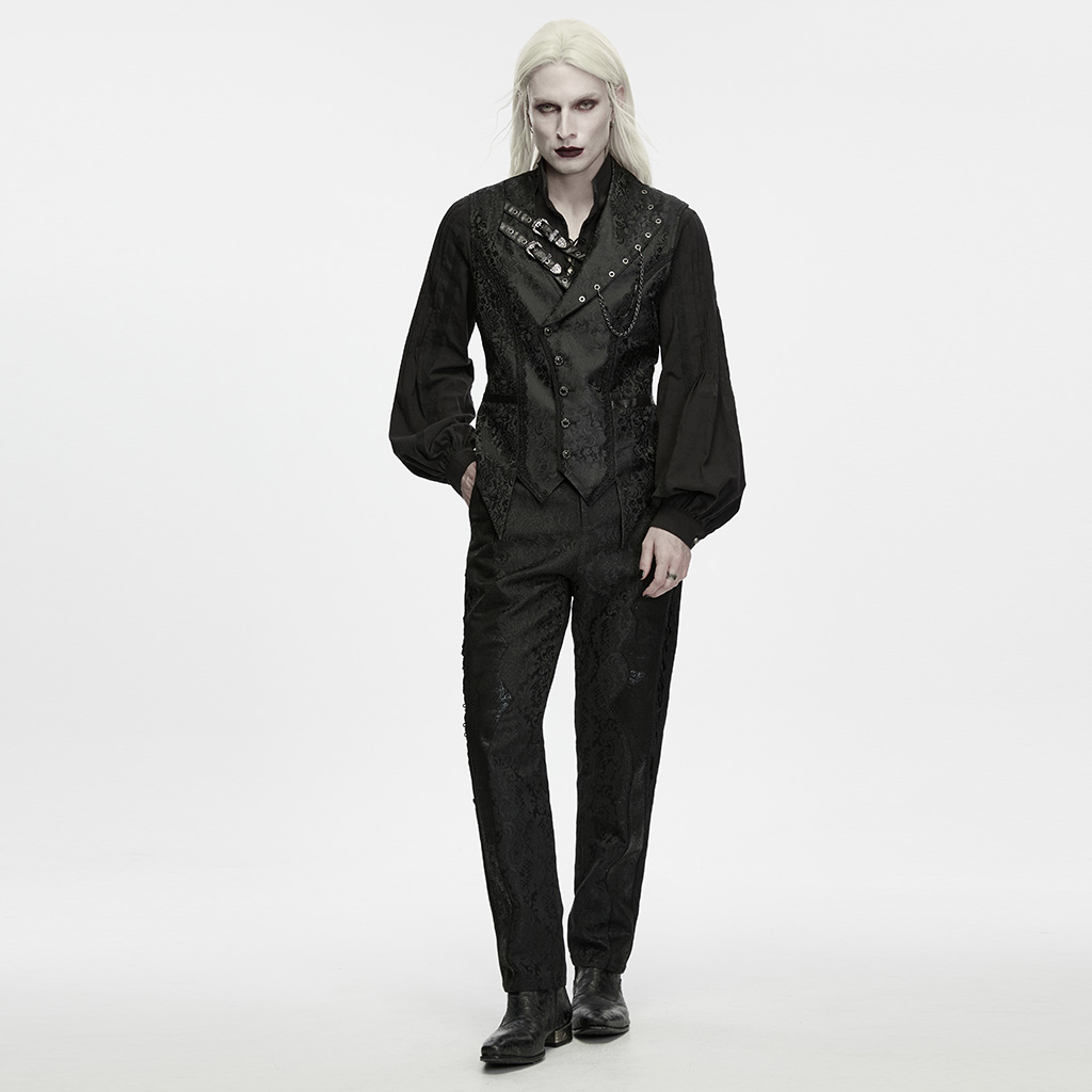 Gothic Asymmetrical Brocade Strap Vest - Image 6