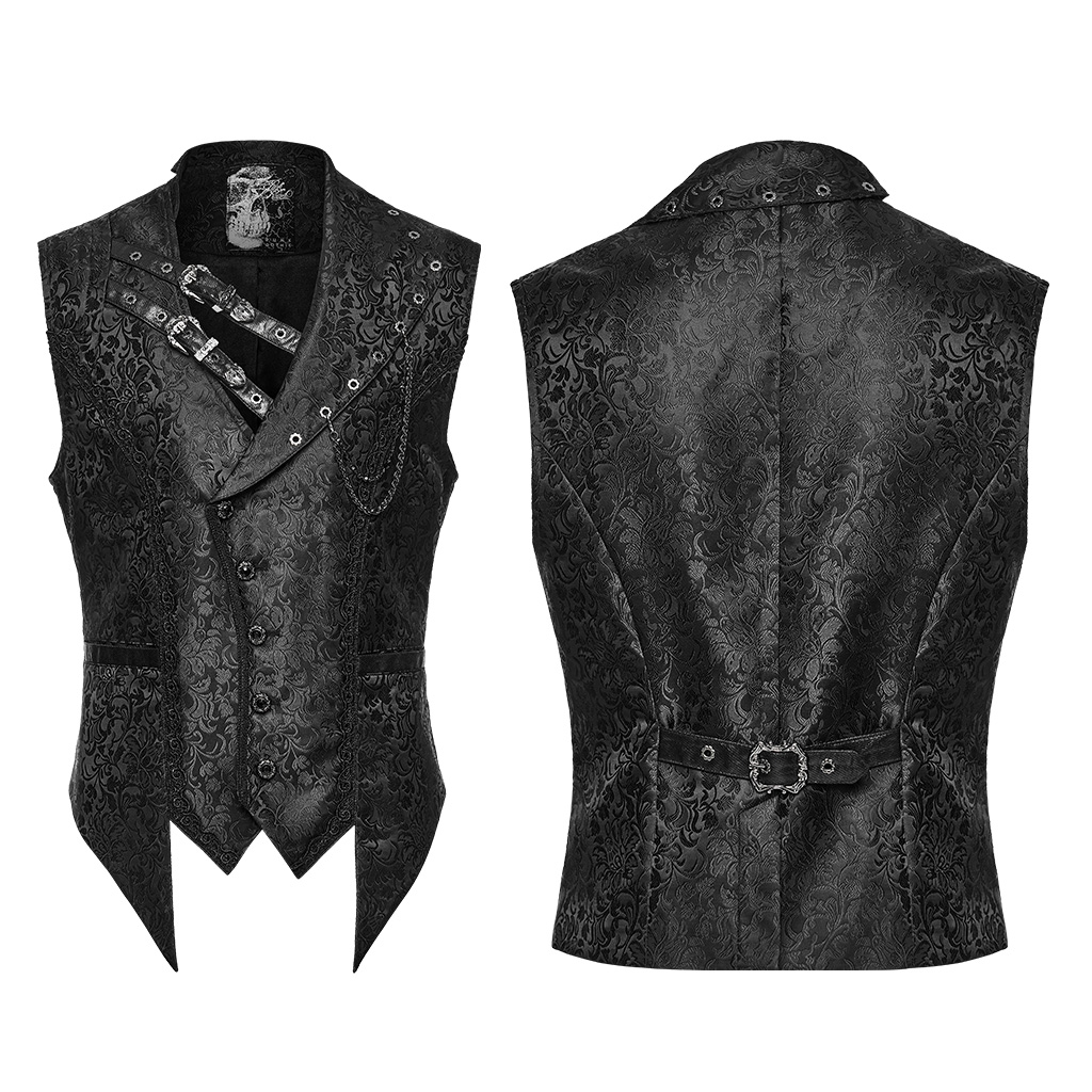 Gothic Asymmetrical Brocade Strap Vest - Image 7