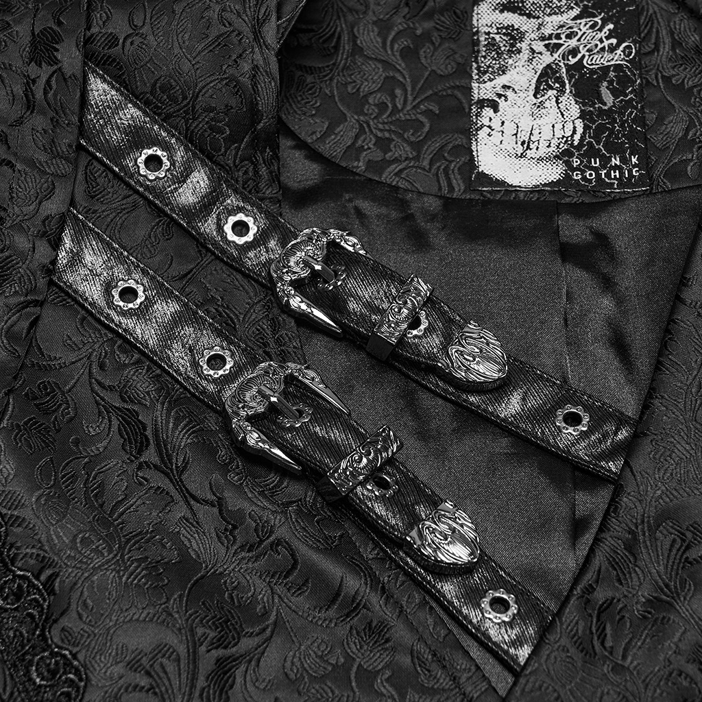 Gothic Asymmetrical Brocade Strap Vest - Image 8