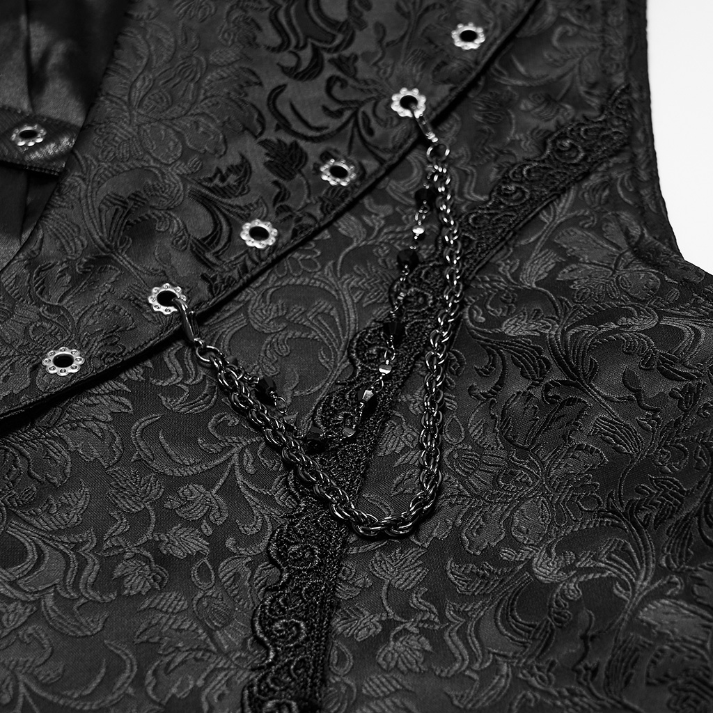 Gothic Asymmetrical Brocade Strap Vest - Image 9